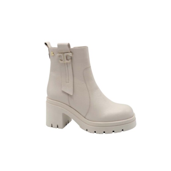 Venus Women's Leather Heeled Boots - Beige 2351311K