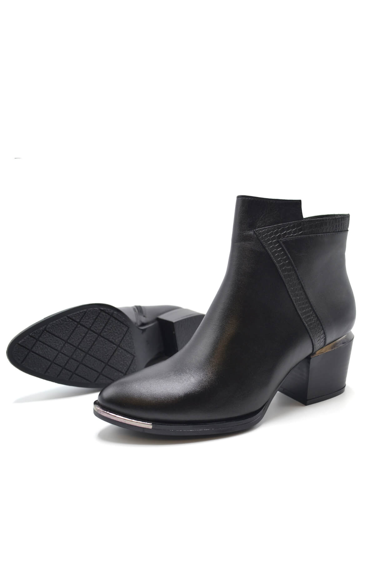 Venus Women's Leather Heeled Boots - Black 2128242K - 3