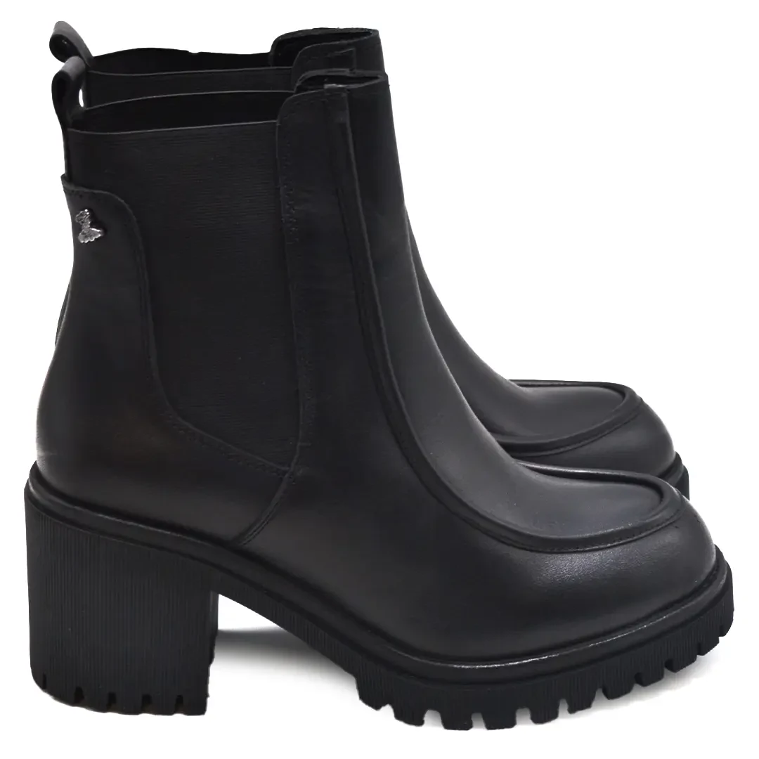 Venus Women's Leather Heeled Boots - Black 2451510K (1)
