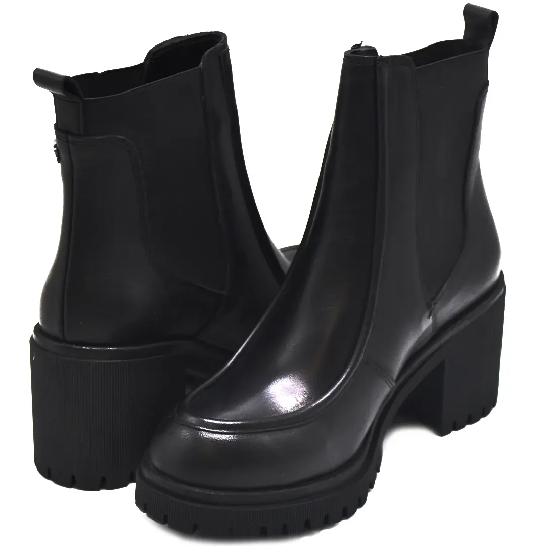 Venus Women's Leather Heeled Boots - Black 2451510K - 3