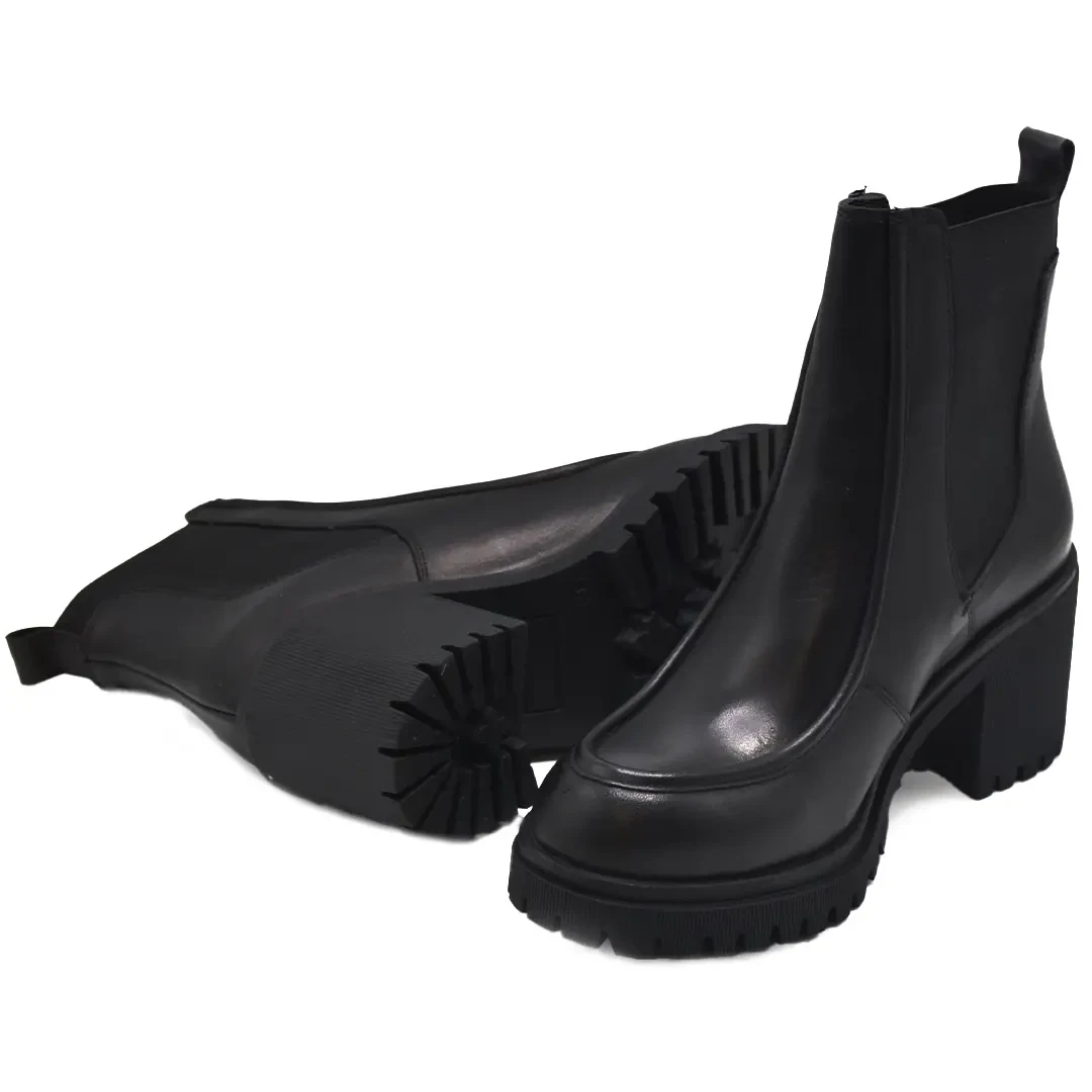 Venus Women's Leather Heeled Boots - Black 2451510K - 5