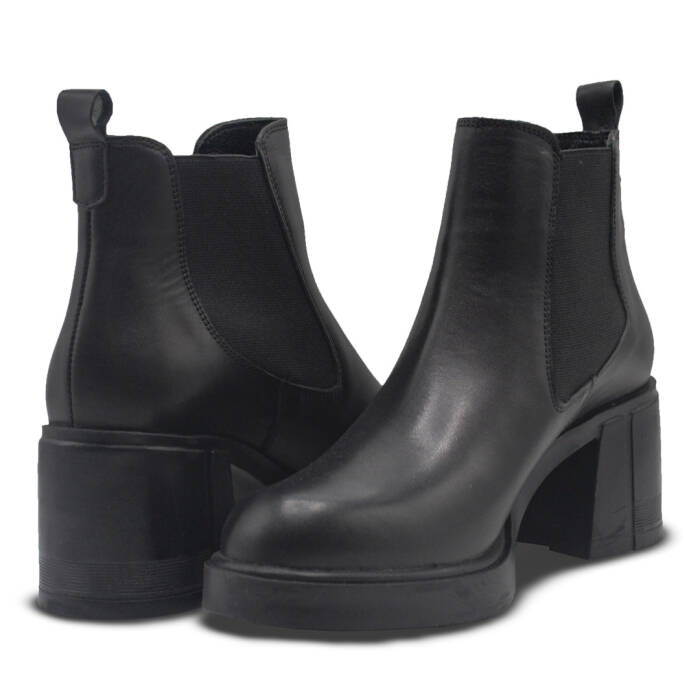 Venus Women's Leather Heeled Boots - Black 2452402K - 4