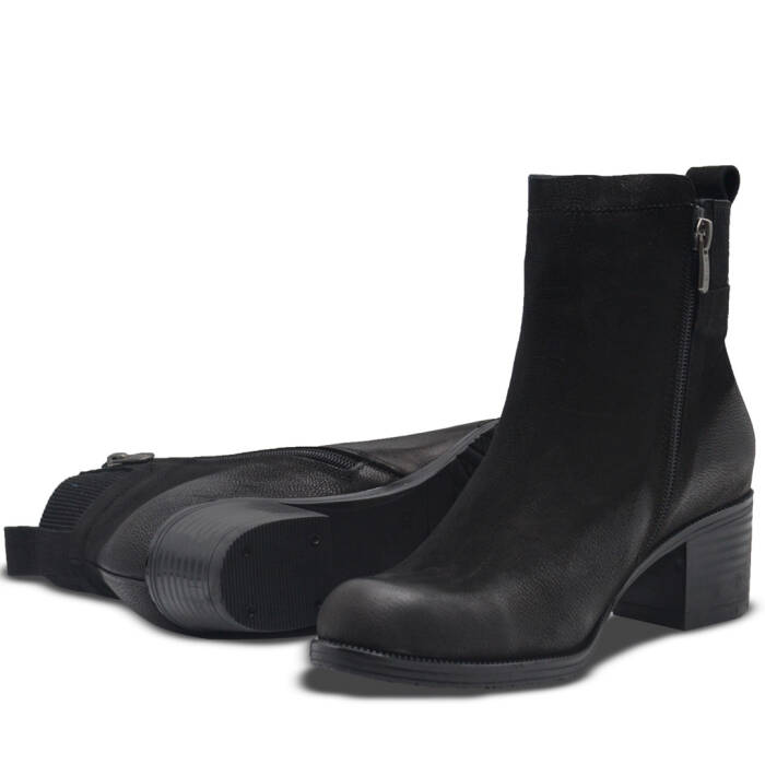 Venus Women's Leather Heeled Boots - Black 25030301K - 5