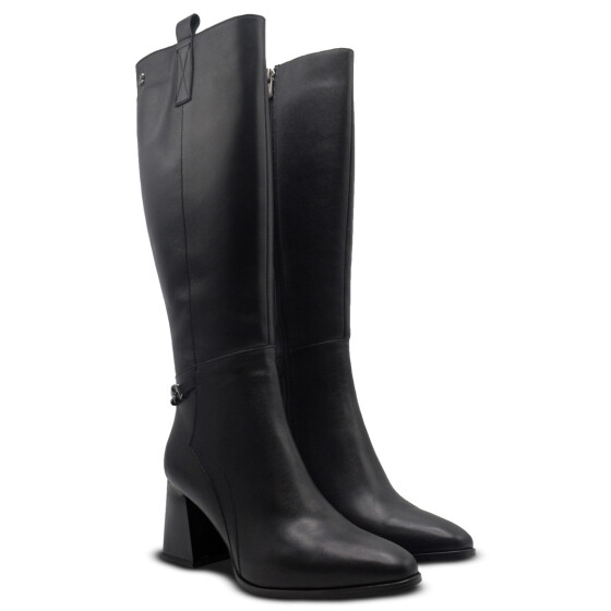 Venus Women's Leather Heeled Knee-High Boots - Black 2553904K