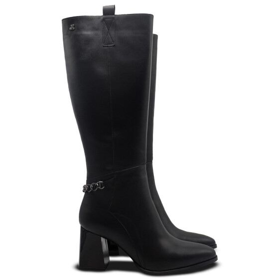 Venus Women's Leather Heeled Knee-High Boots - Black 2553904K (1)