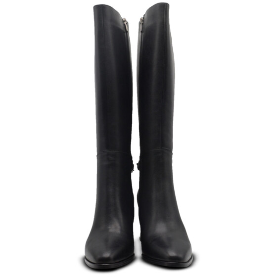 Venus Women's Leather Heeled Knee-High Boots - Black 2553904K - 5
