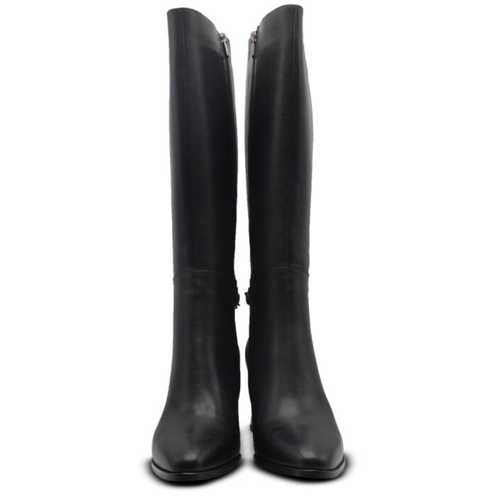 Venus Women's Leather Heeled Knee-High Boots - Black 2553904K - 5