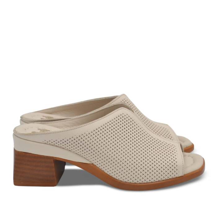 Venus Women's Leather Heeled Mules - Beige 2311520Y - 2