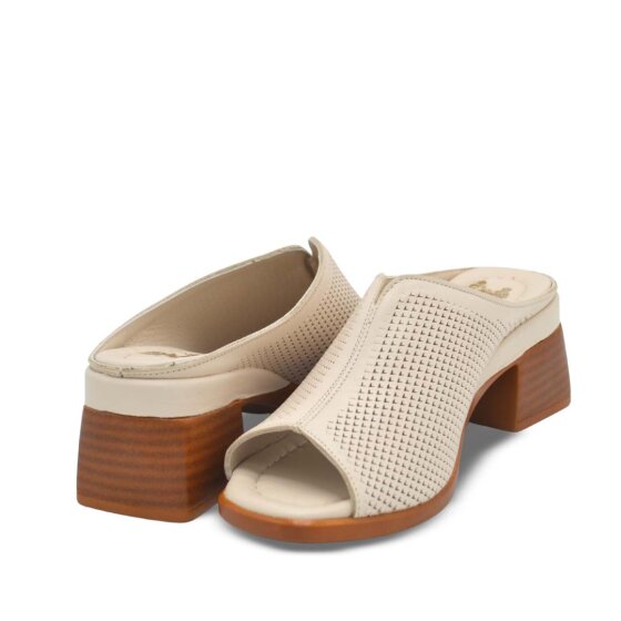 Venus Women's Leather Heeled Mules - Beige 2311520Y - 4