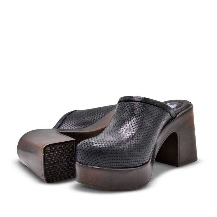 Venus Women's Leather Heeled Mules - Black 2217020Y - 5