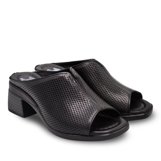 Venus Women's Leather Heeled Mules - Black 2311520Y