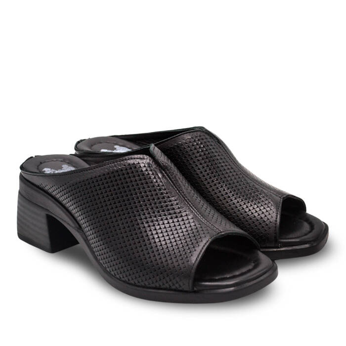 Venus Women's Leather Heeled Mules - Black 2311520Y - 1