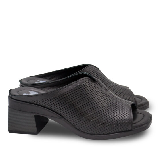 Venus Women's Leather Heeled Mules - Black 2311520Y (1)