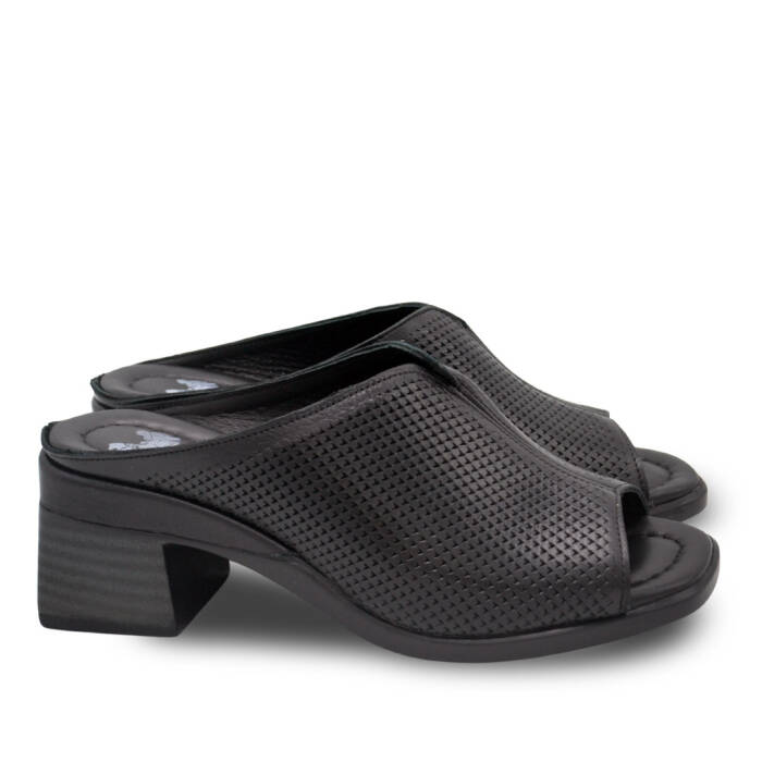 Venus Women's Leather Heeled Mules - Black 2311520Y - 2