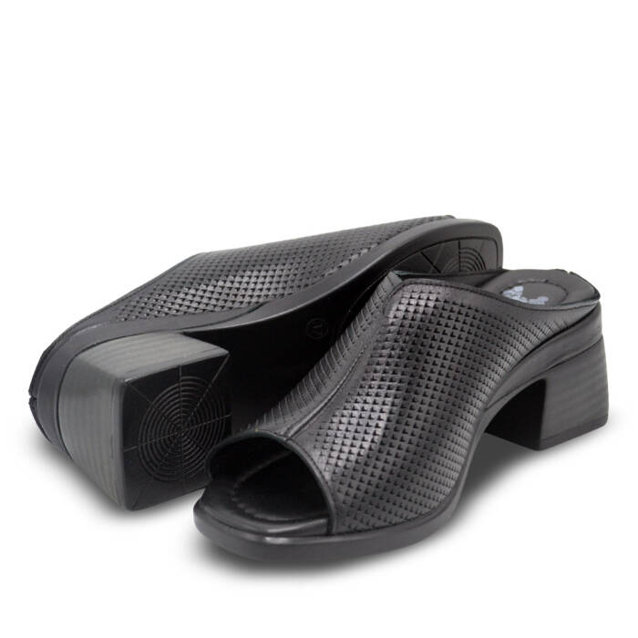 Venus Women's Leather Heeled Mules - Black 2311520Y - 5