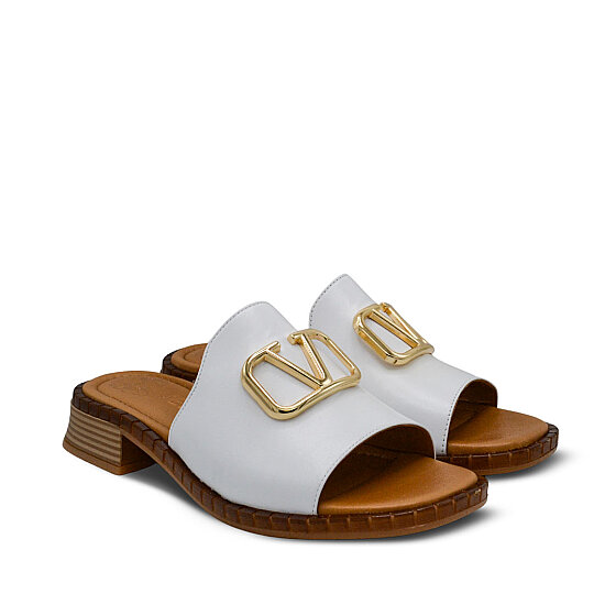 Venus Women's Leather Heeled Mules - White 26520401Y