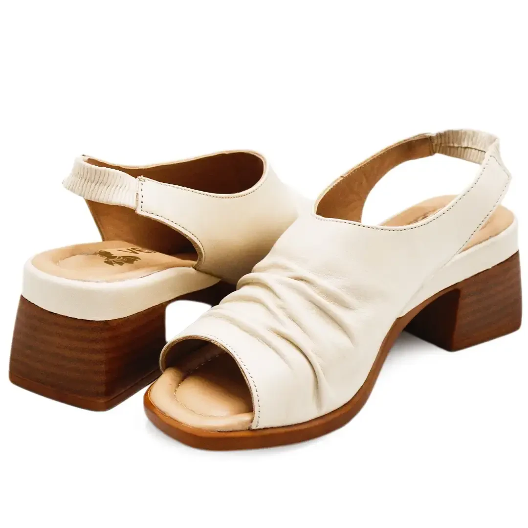 Venus Women's Leather Heeled Sandals - Beige 2311513Y - 4