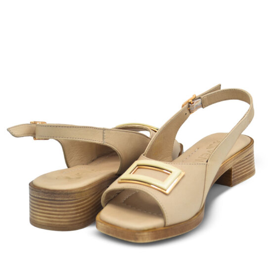 Venus Women's Leather Heeled Sandals - Beige 26020305Y - 4