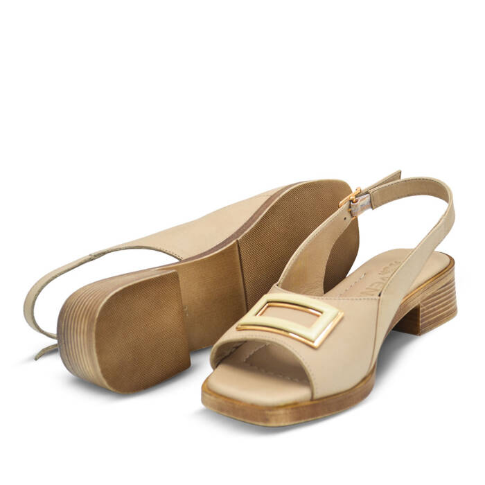 Venus Women's Leather Heeled Sandals - Beige 26020305Y - 5