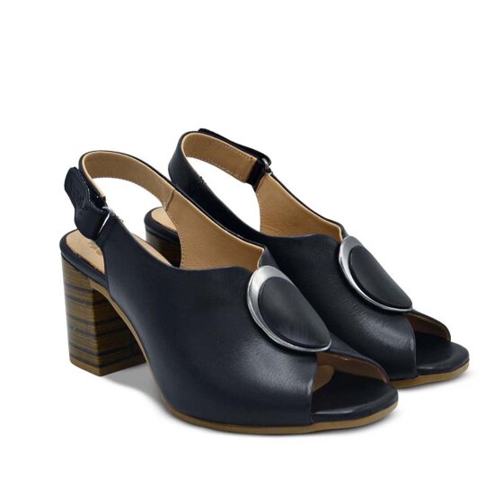 Venus Women's Leather Heeled Sandals - Black 2108518Y