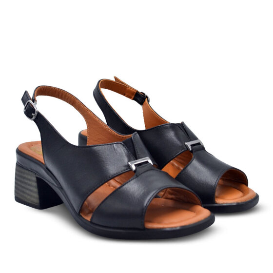 Venus Women's Leather Heeled Sandals - Black 2311510Y