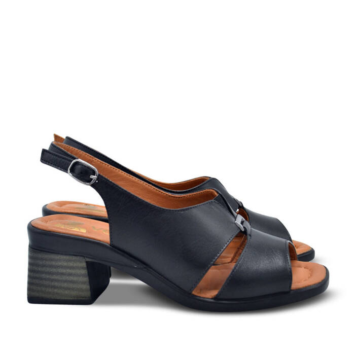Venus Women's Leather Heeled Sandals - Black 2311510Y - 2