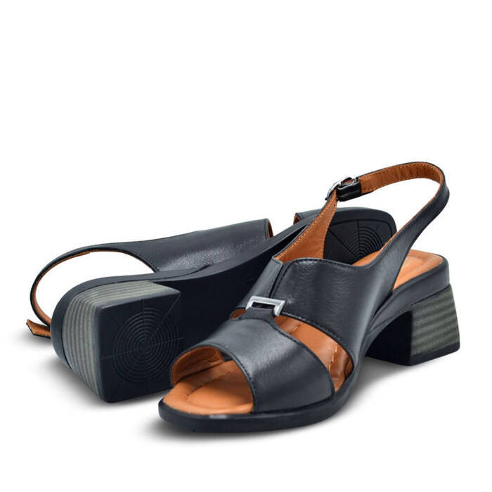 Venus Women's Leather Heeled Sandals - Black 2311510Y - 5