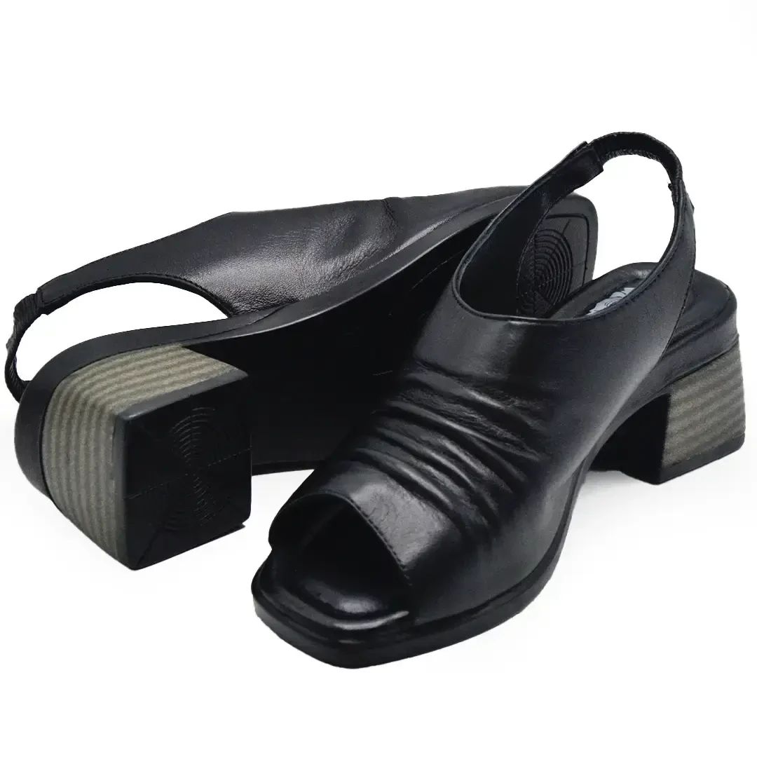 Venus Women's Leather Heeled Sandals - Black 2311513Y - 4