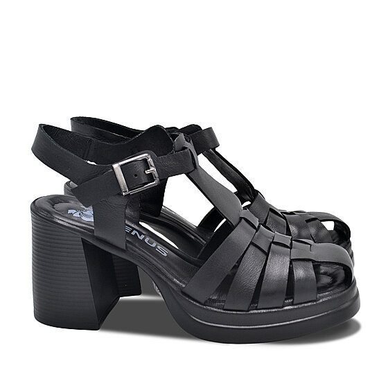 Venus Women's Leather Heeled Sandals - Black 2413401Y (1)