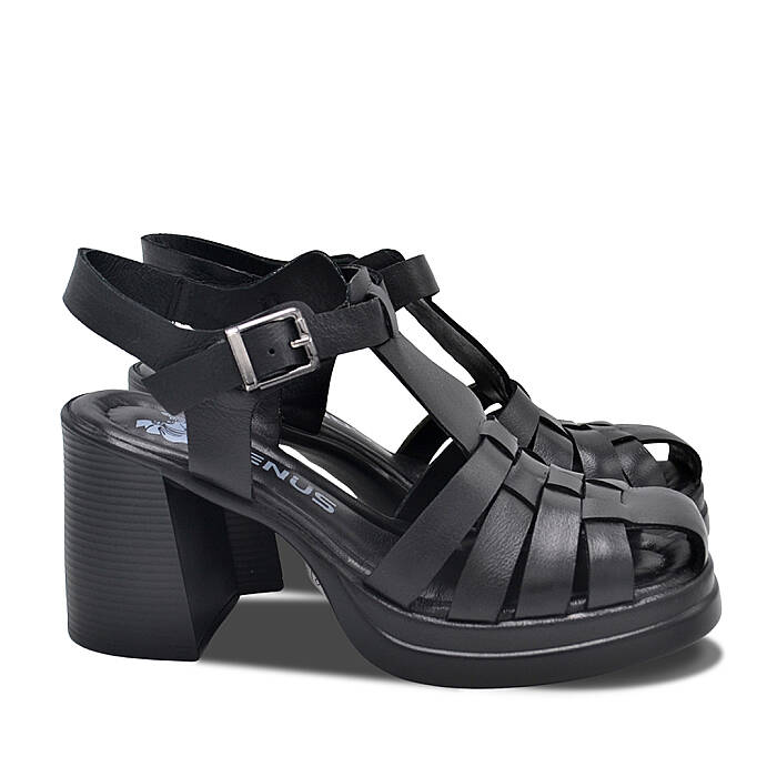 Venus Women's Leather Heeled Sandals - Black 2413401Y - 2