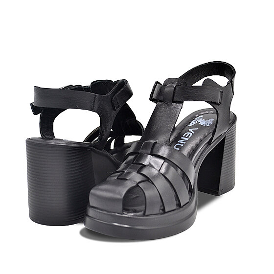 Venus Women's Leather Heeled Sandals - Black 2413401Y - 3