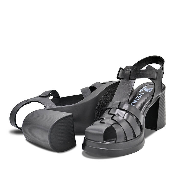 Venus Women's Leather Heeled Sandals - Black 2413401Y - 4