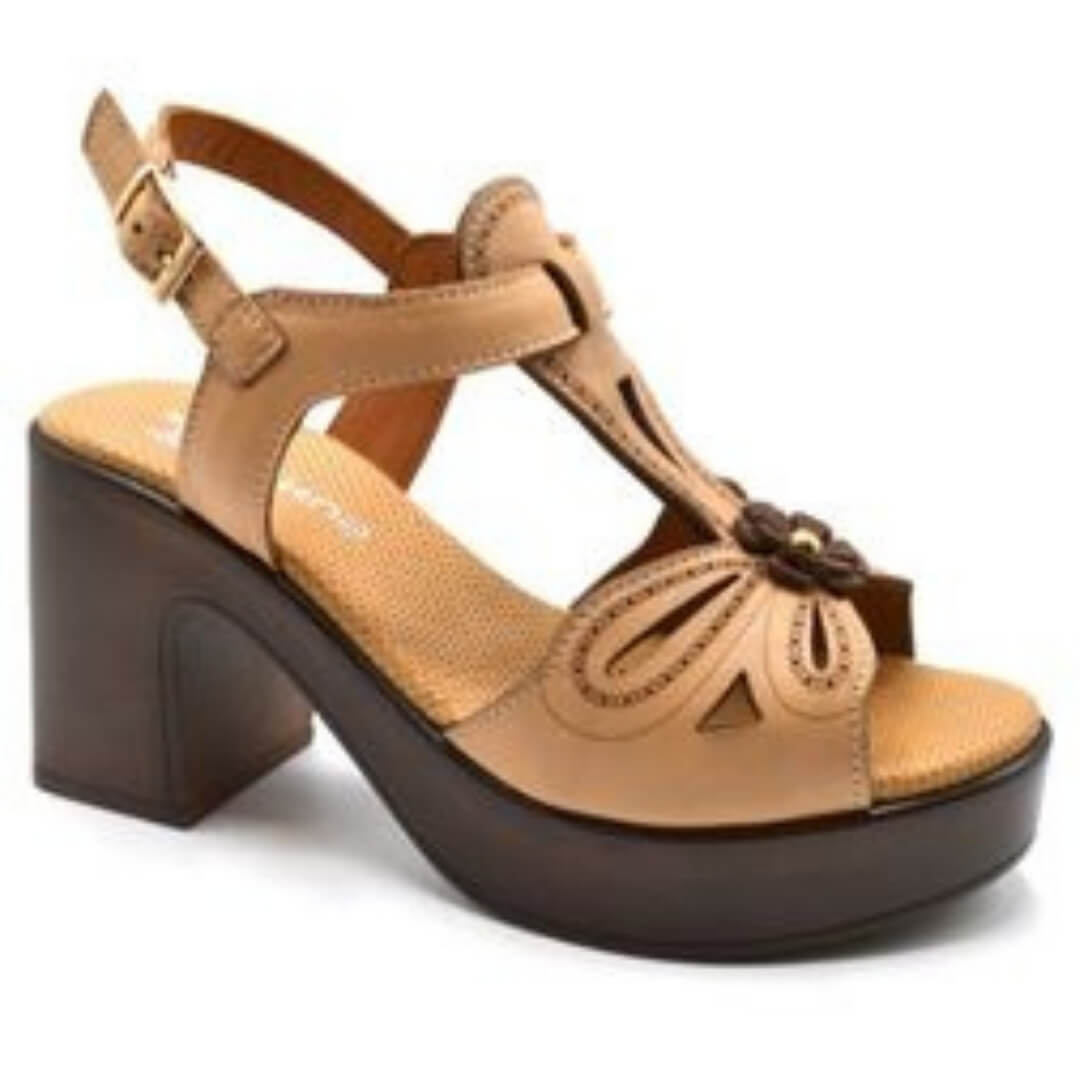 Venus Women's Leather Heeled Sandals - Nude/Brown 2217006Y - 2