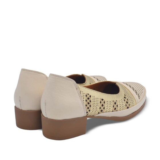 Venus Women's Leather Heeled Shoes - Beige/Gold 1709280Y - 3