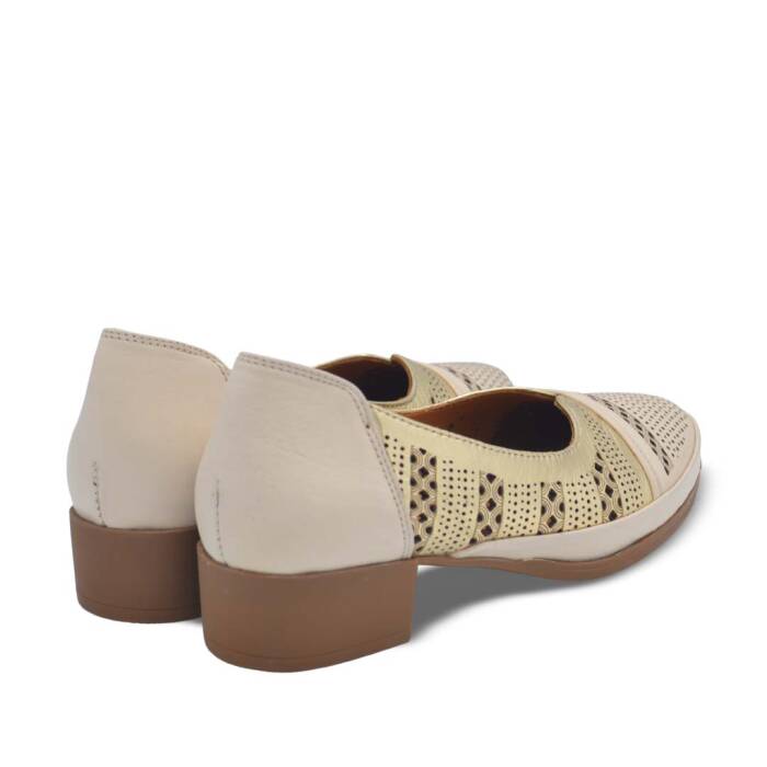 Venus Women's Leather Heeled Shoes - Beige/Gold 1709280Y - 3