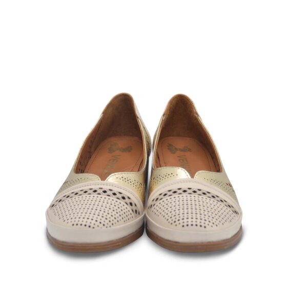 Venus Women's Leather Heeled Shoes - Beige/Gold 1709280Y - 6