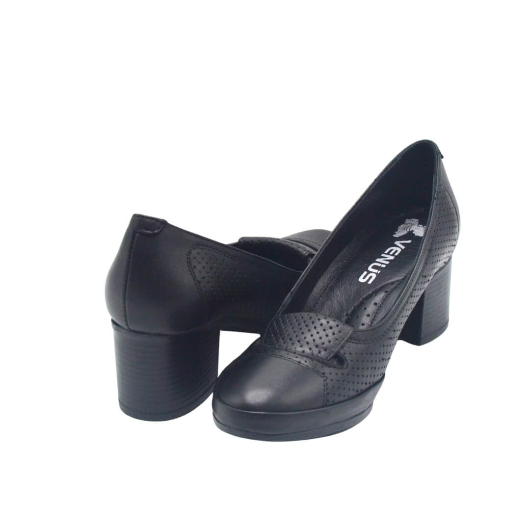 Venus Women's Leather Heeled Shoes - Black 1911984Y - 4