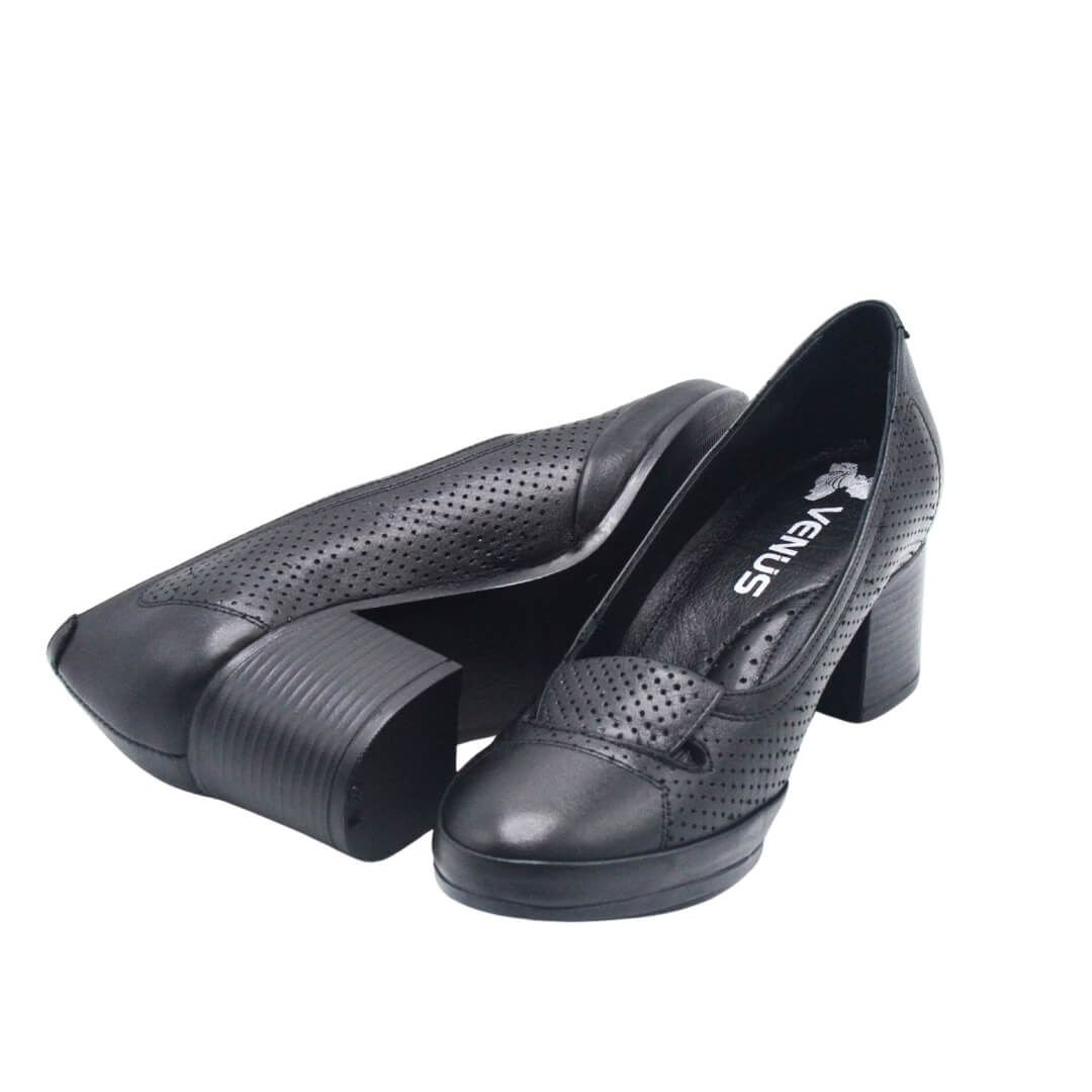 Venus Women's Leather Heeled Shoes - Black 1911984Y - 5