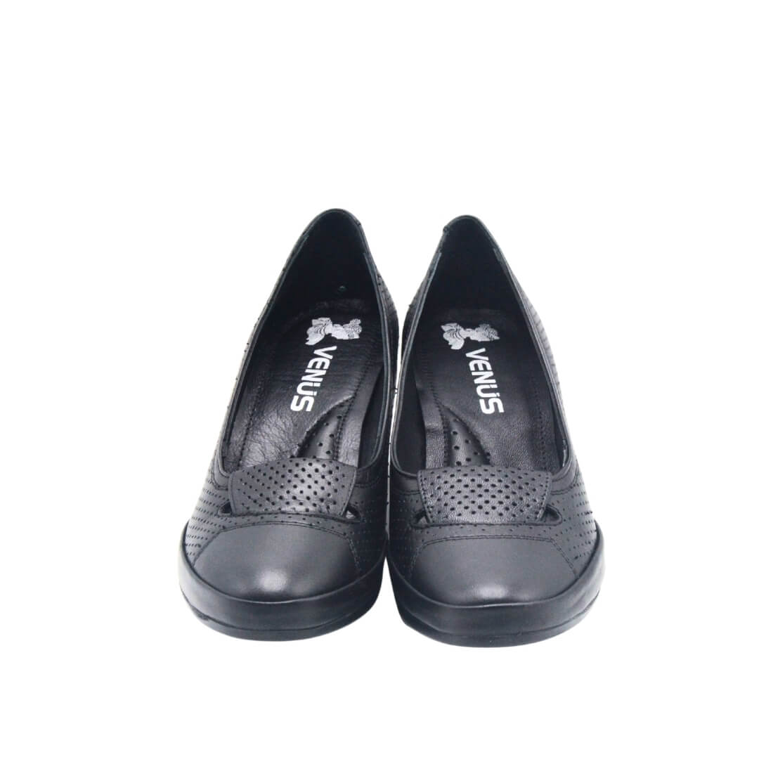 Venus Women's Leather Heeled Shoes - Black 1911984Y - 6