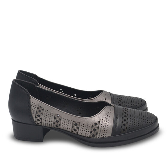 Venus Women's Leather Heeled Shoes - Black/Platinum 1709280Y (1)