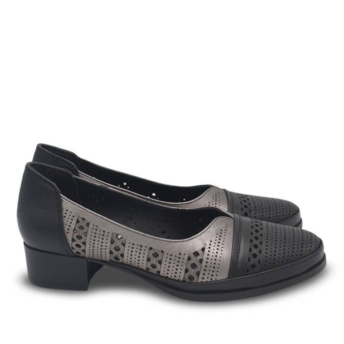 Venus Women's Leather Heeled Shoes - Black/Platinum 1709280Y - 2