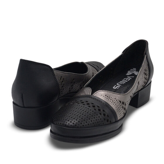 Venus Women's Leather Heeled Shoes - Black/Platinum 1709280Y - 4