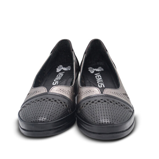 Venus Women's Leather Heeled Shoes - Black/Platinum 1709280Y - 6