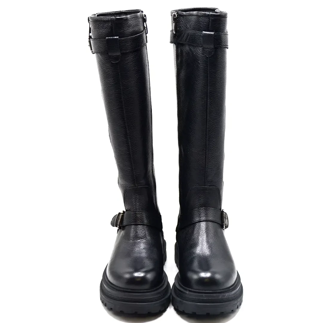 Venus Women's Leather Knee-High Boots - Black 2152108K - 6