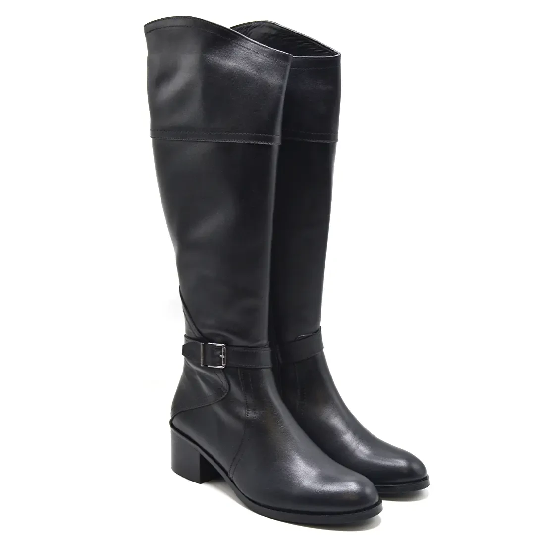 Venus Women's Leather Knee-High Boots - Black 22491401K