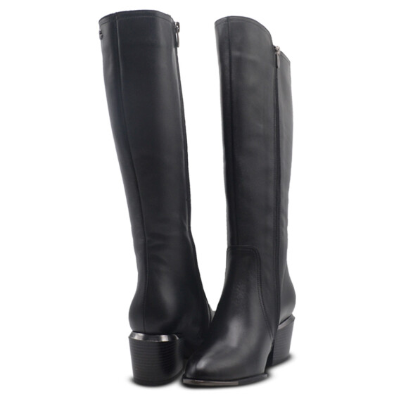 Venus Women's Leather Knee-High Boots - Black 2405427K - 4
