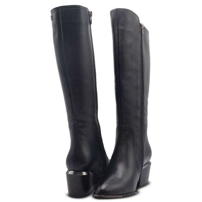 Venus Women's Leather Knee-High Boots - Black 2405427K - 4