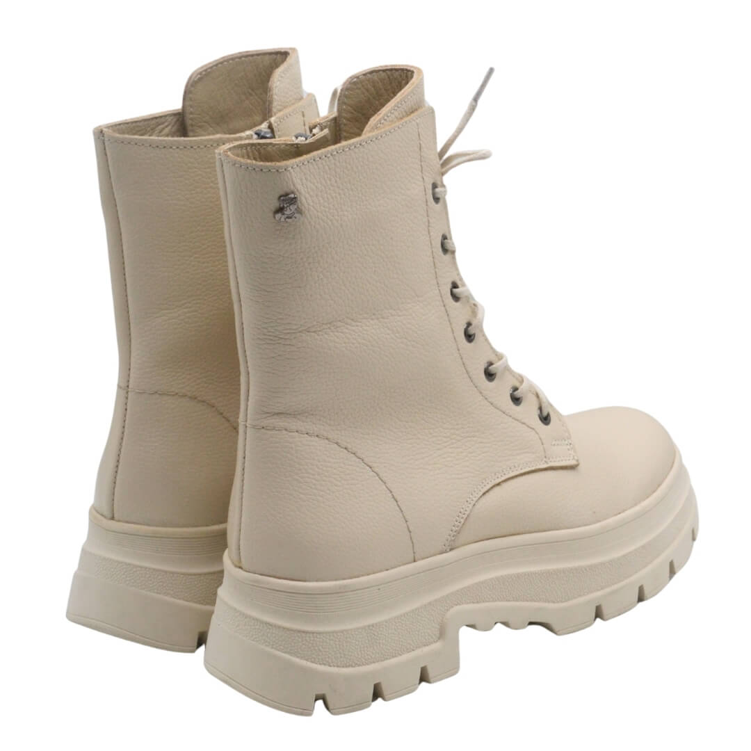 Venus Women's Leather Lace-Up Combat Boots - Beige 2254630K - 4