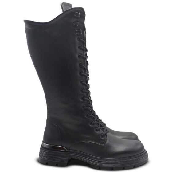 Venus Women's Leather Lace-Up Combat Boots - Black 2353520K (1)