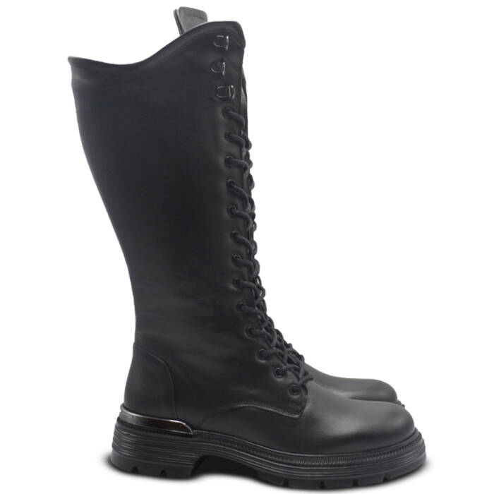 Venus Women's Leather Lace-Up Combat Boots - Black 2353520K - 2